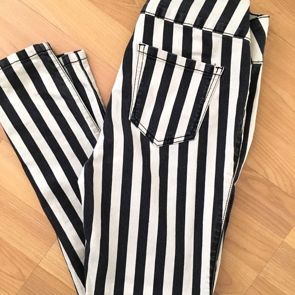 Stripe denim skinny